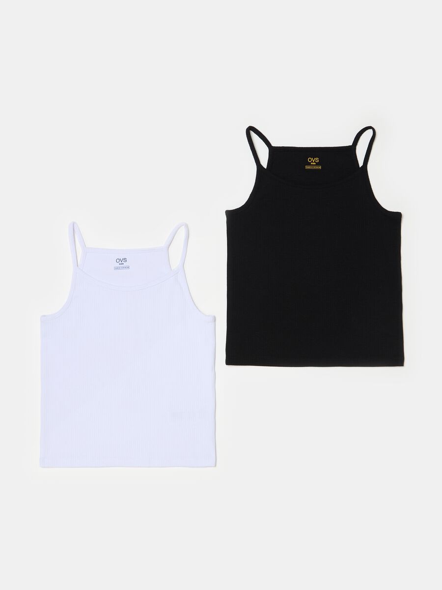 Two-pack ribbed organic cotton vests_0