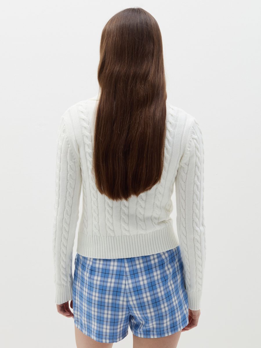 Cable-knit top with polo neck_3