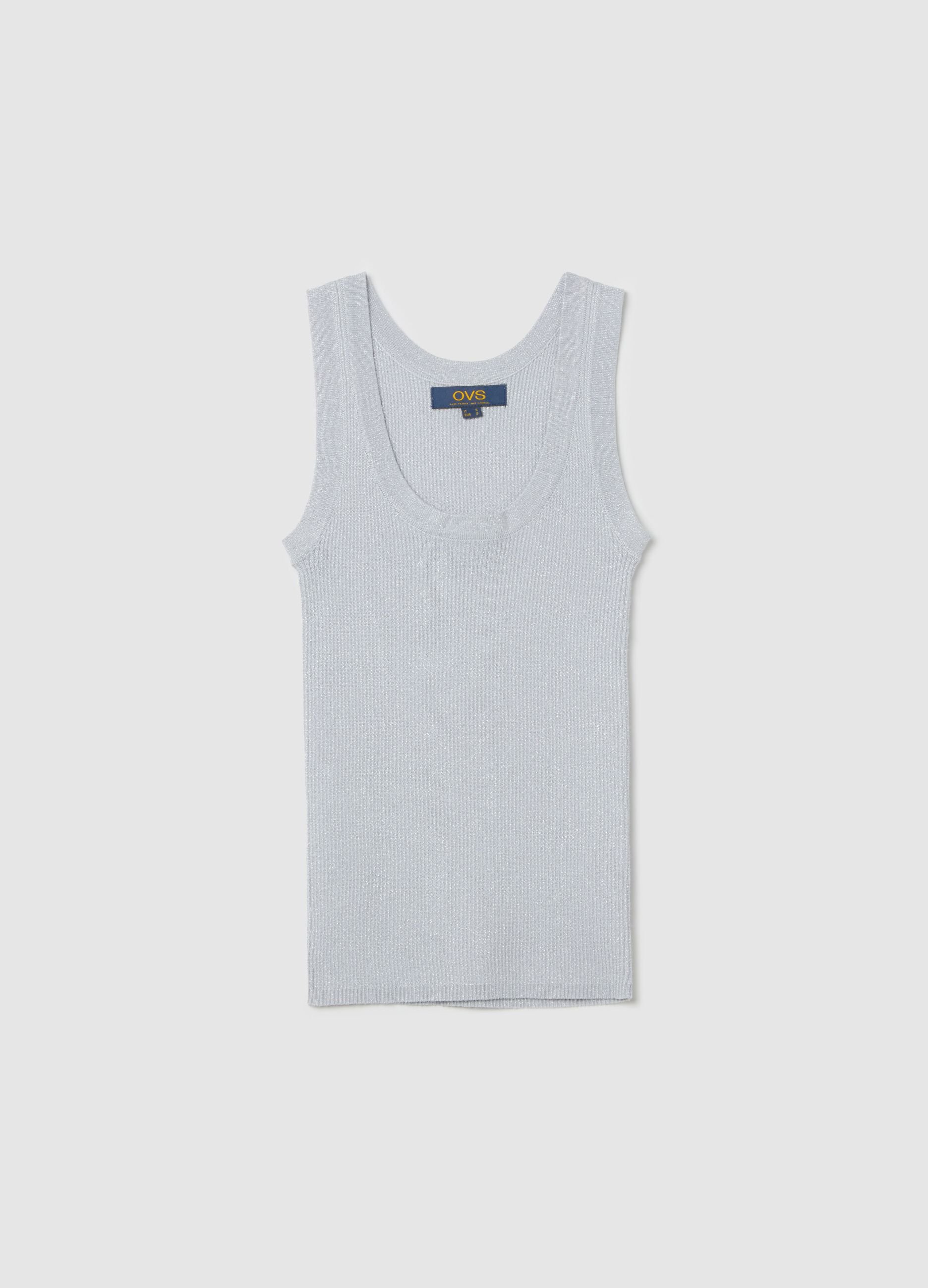 Ribbed lurex tank top