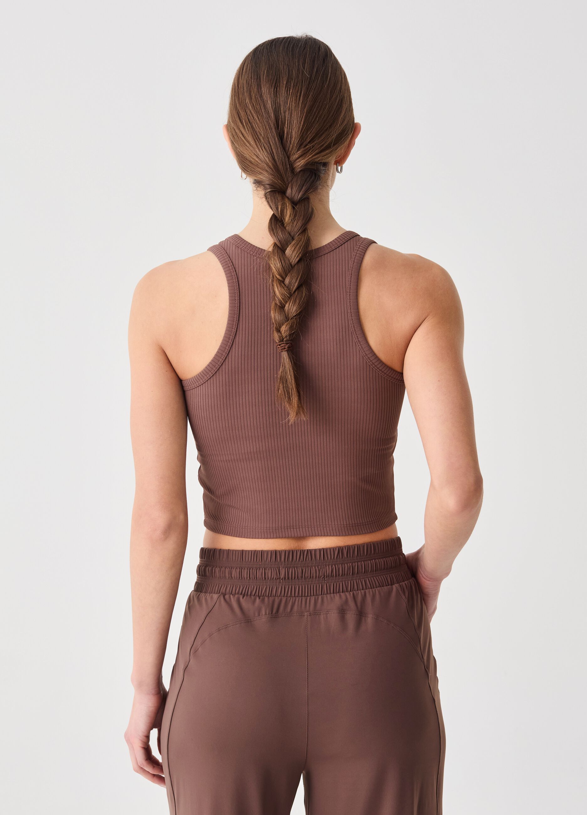 ALTAVIA STUDIO crop tank top in ribbed technical fabric
