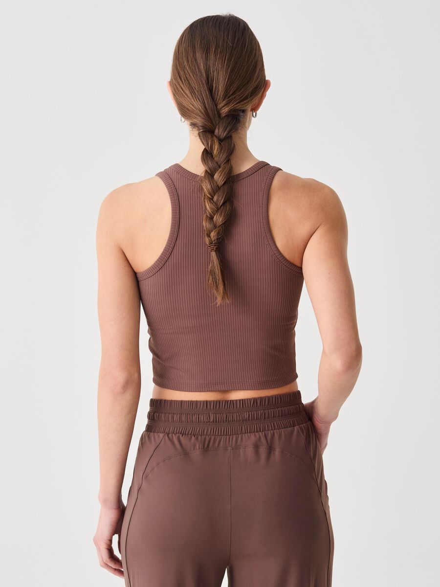 ALTAVIA STUDIO crop tank top in ribbed technical fabric_3