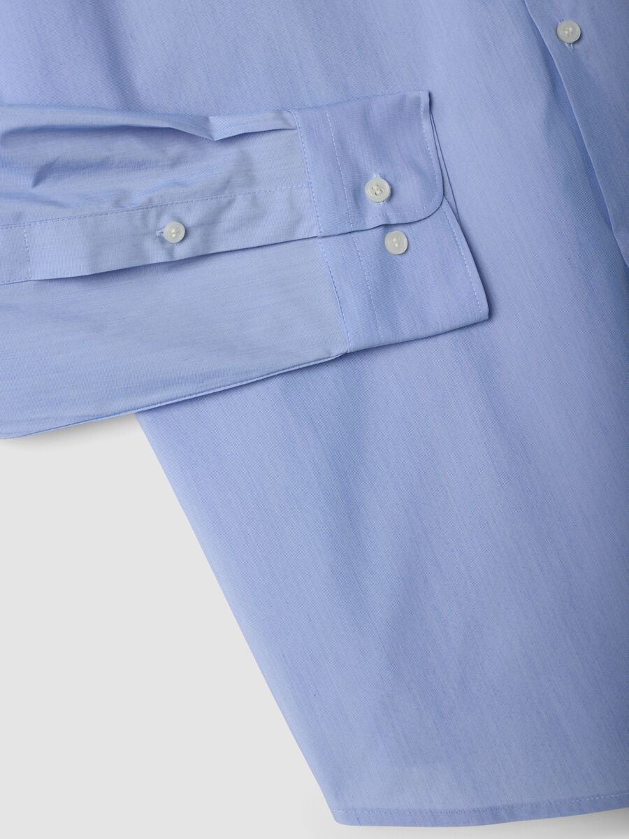 Camicia azzurra in misto lyocell con collo francese easy iron_1