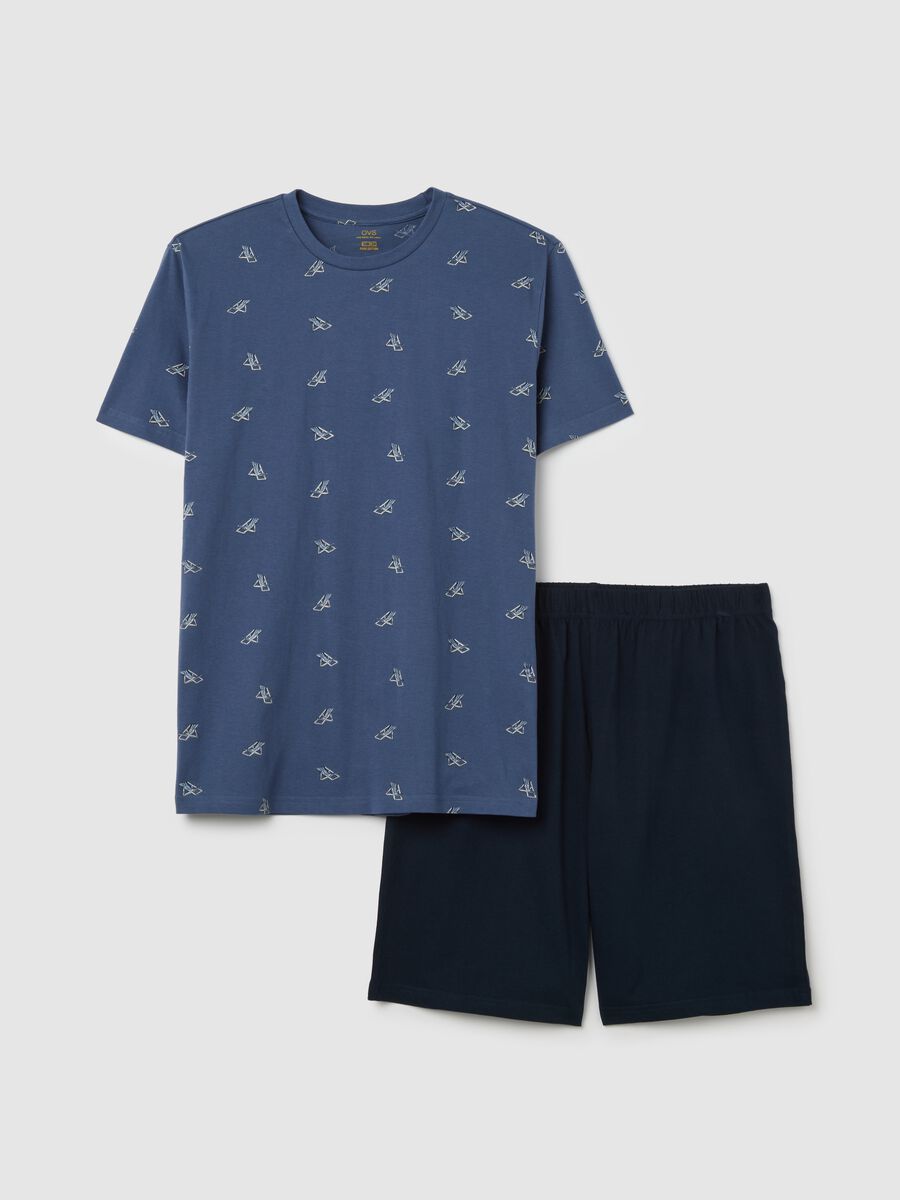 Short-sleeve blue pyjamas with Ovs print_4
