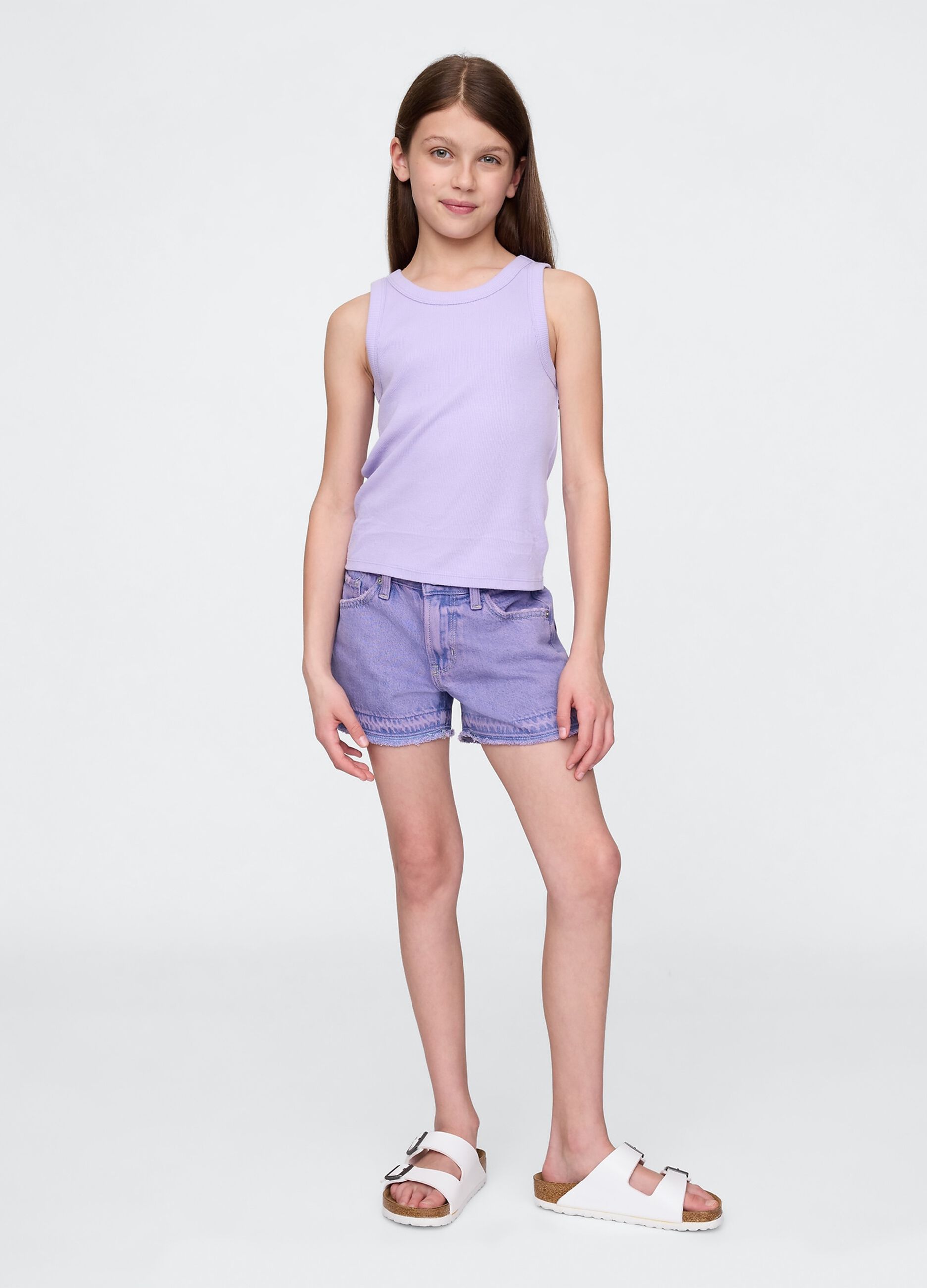 Purple Denim Shorts for Girls
