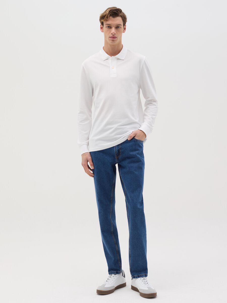 Long-sleeved polo shirt in organic cotton_1