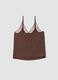 Brown stretch viscose tank top with lace and V-neckline_6