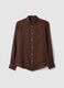 Camicia a maniche lunghe in puro lino marrone regular fit_4