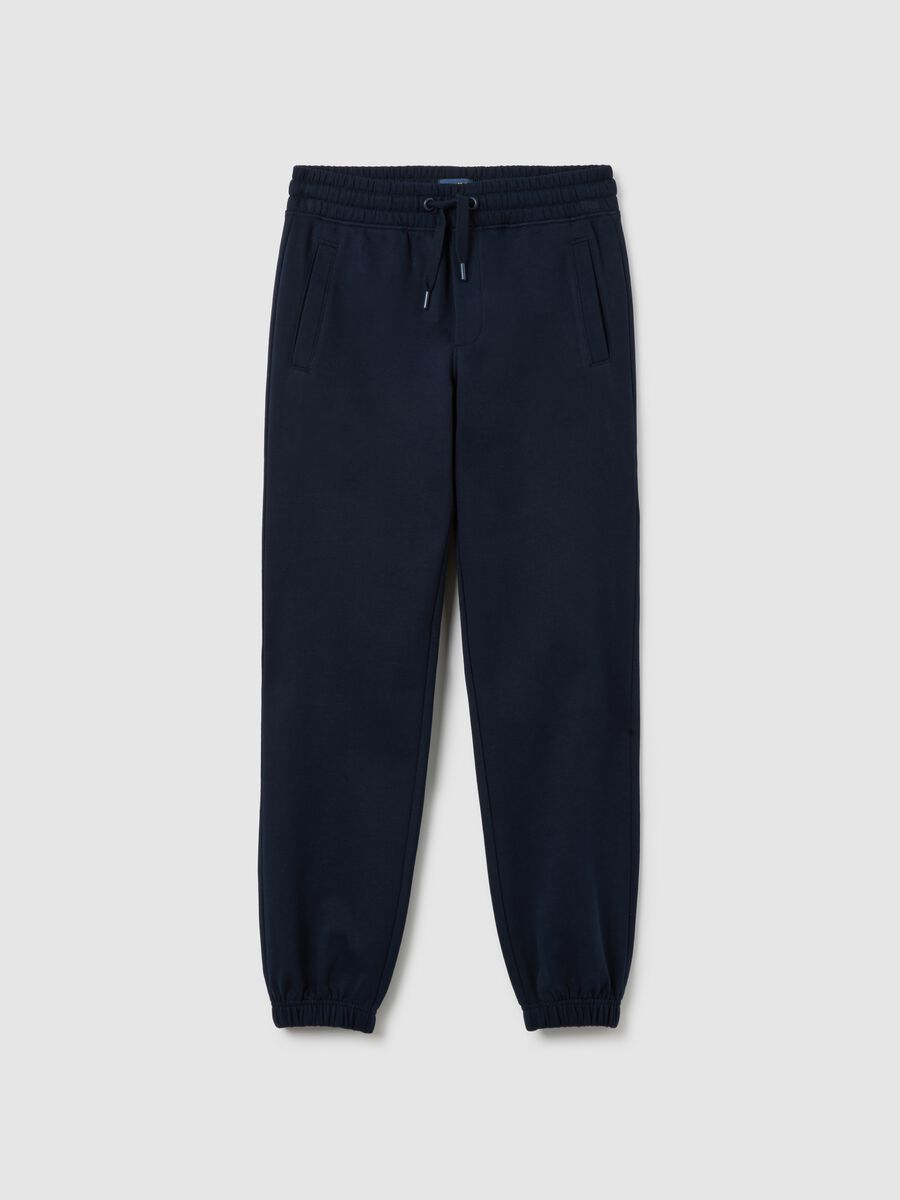 Pantaloni jogger da ragazzo in puro cotone blu regular fit_3