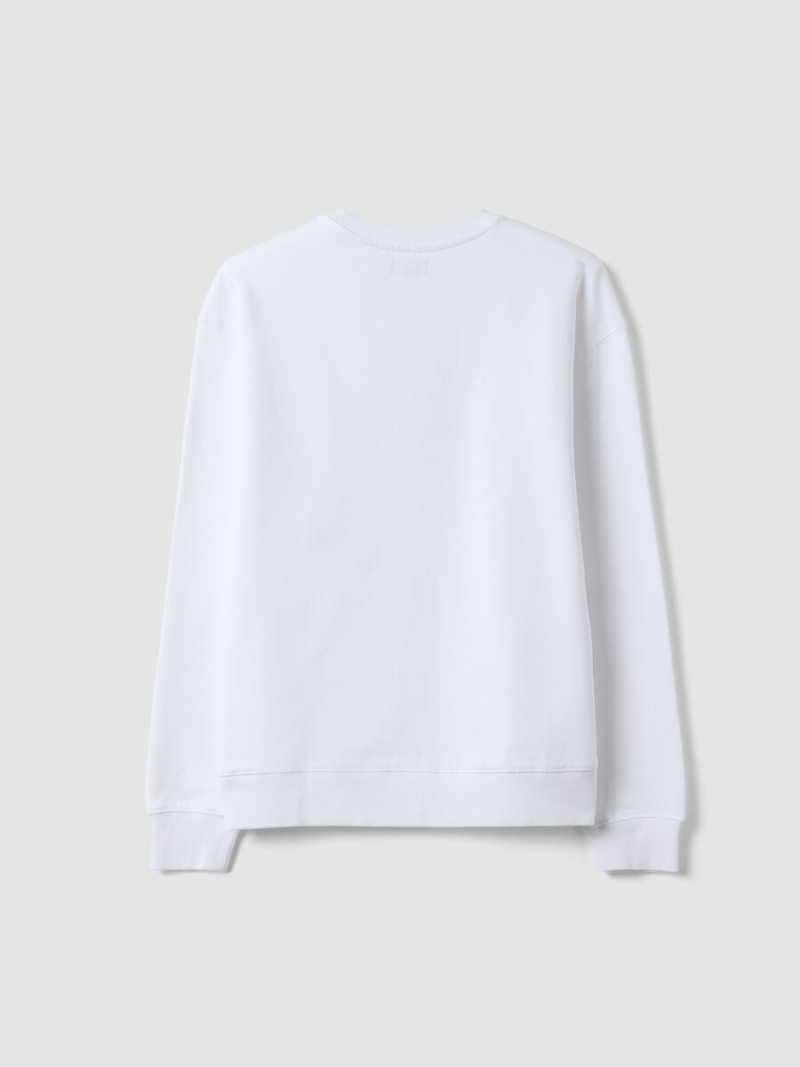 White pure cotton crew-neck sweatshirt with print_1