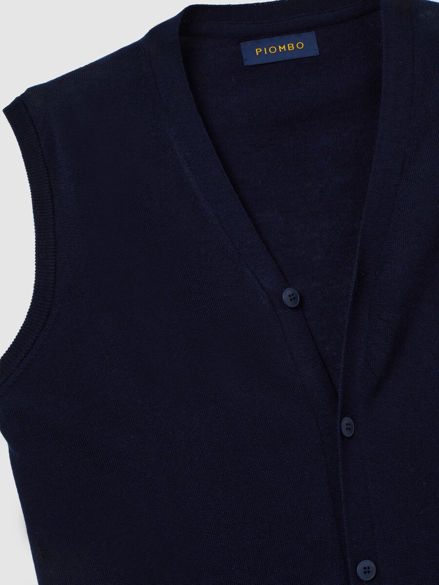 Gilet in pura lana merino blu regular fit_1