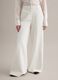 White Stretch Denim Wide Leg Trousers_1