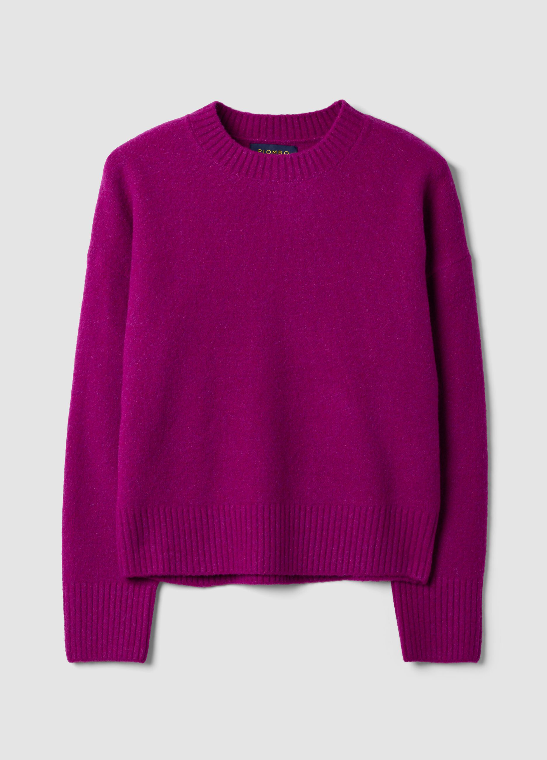 Pink stretch wool crew-neck jumper