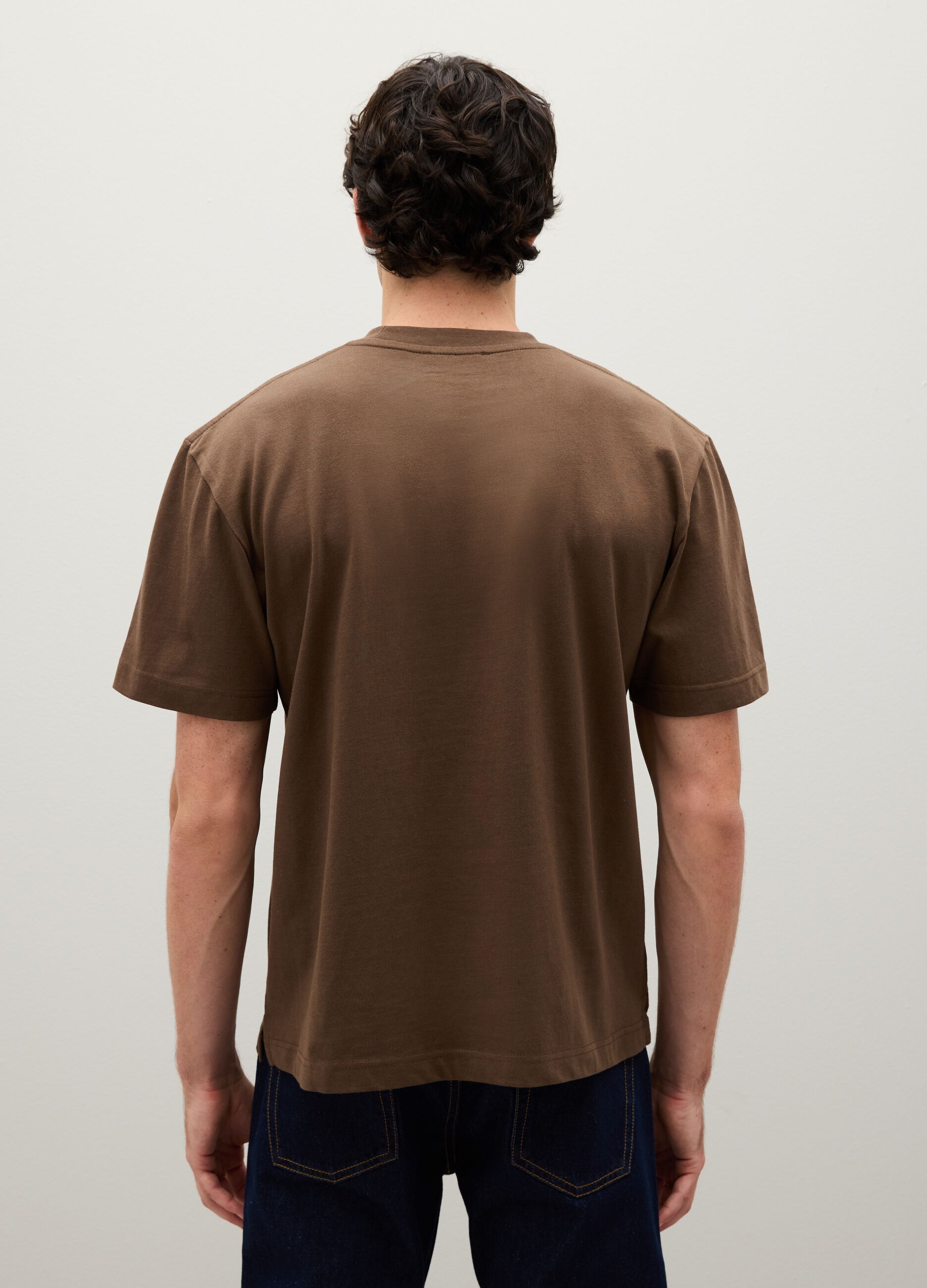 Brown pure cotton regular fit T-shirt