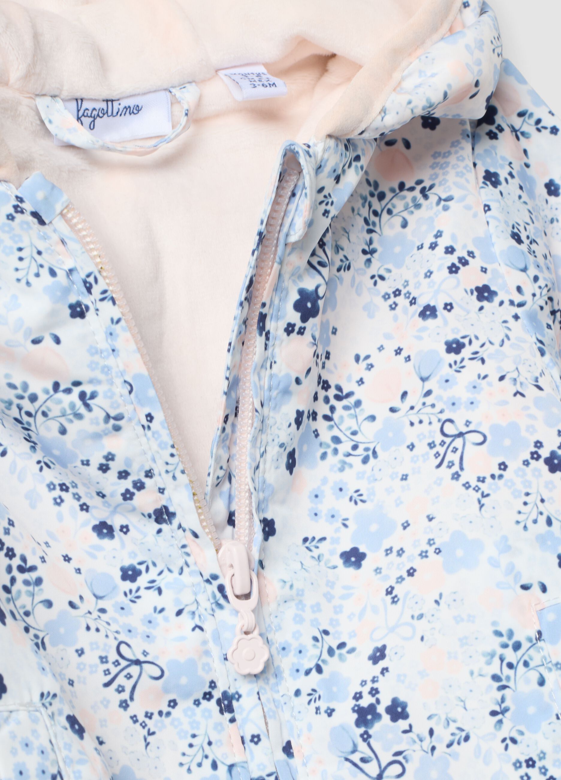 Multicolour floral hooded jacket for baby girl