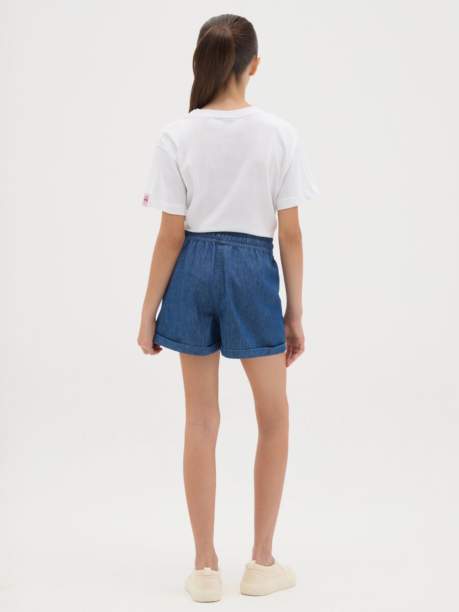 Shorts da ragazza in puro cotone denim regular fit_2