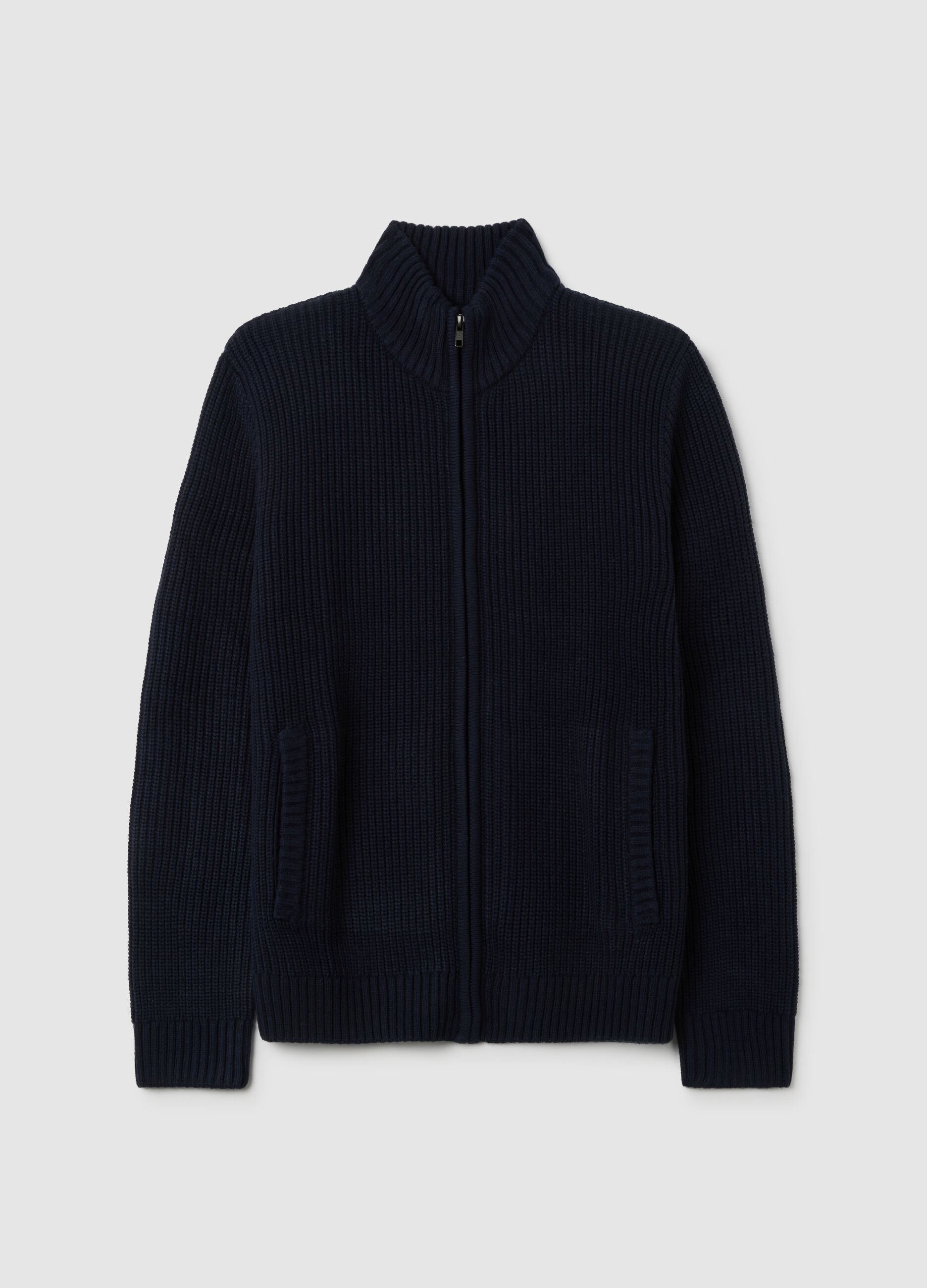 Blue Zip-Up Cardigan