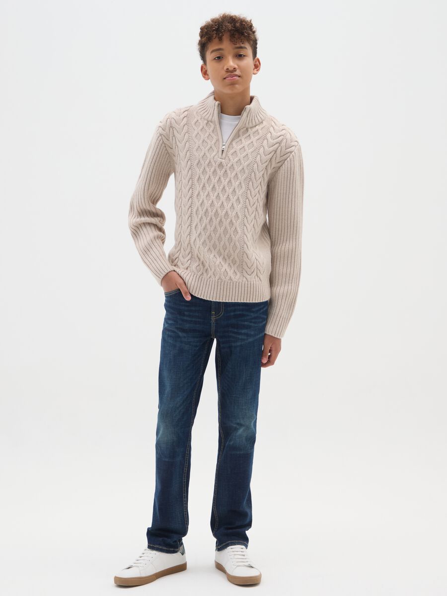 Boys' Blue Stretch Denim Regular Fit Jeans_0