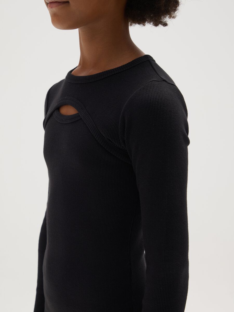 Girls' dress in black stretch cotton_3