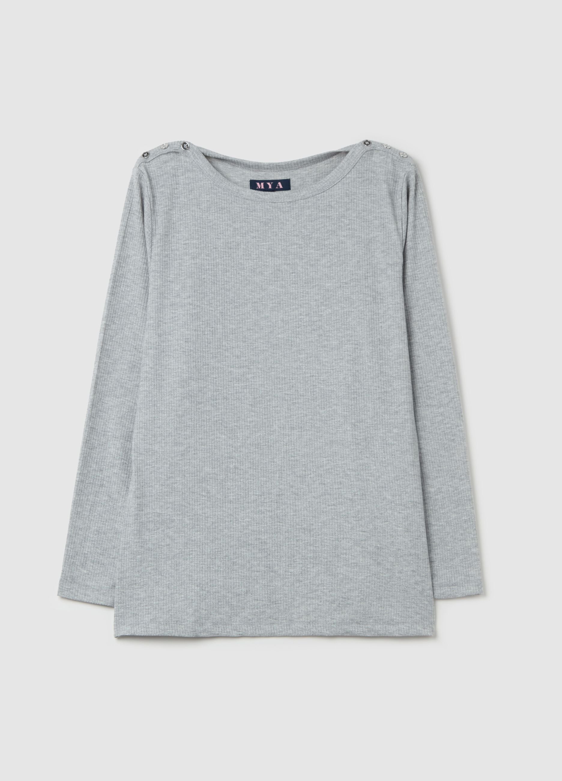 Curvy ribbed T-shirt in lurex
