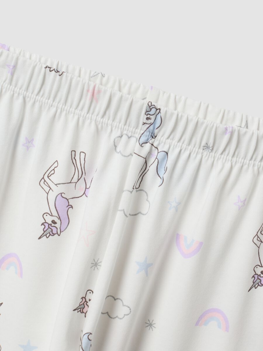 White pure organic cotton unicorn print pyjamas for girls_3