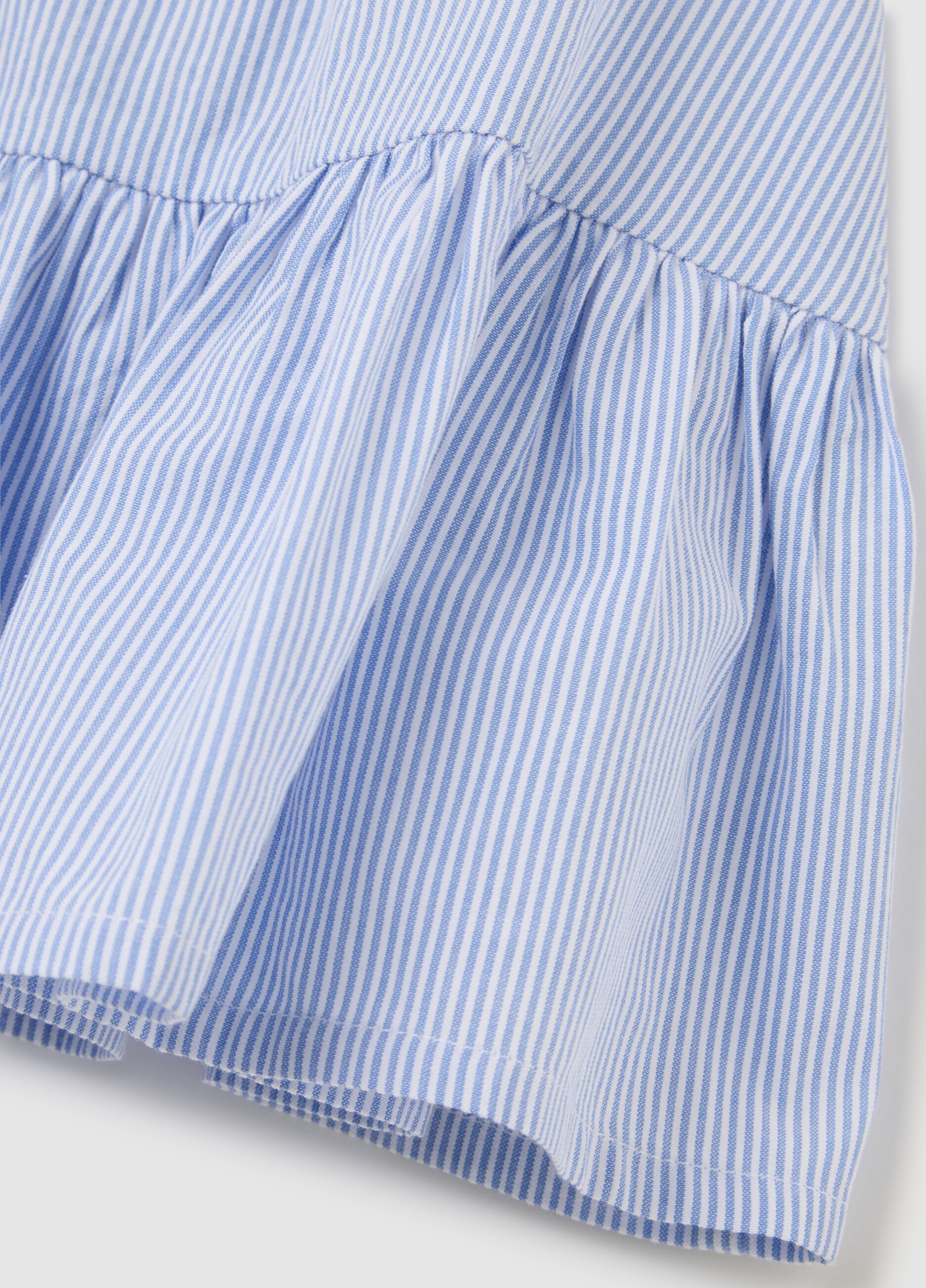 Girl's light blue pure cotton dress, regular fit with frills