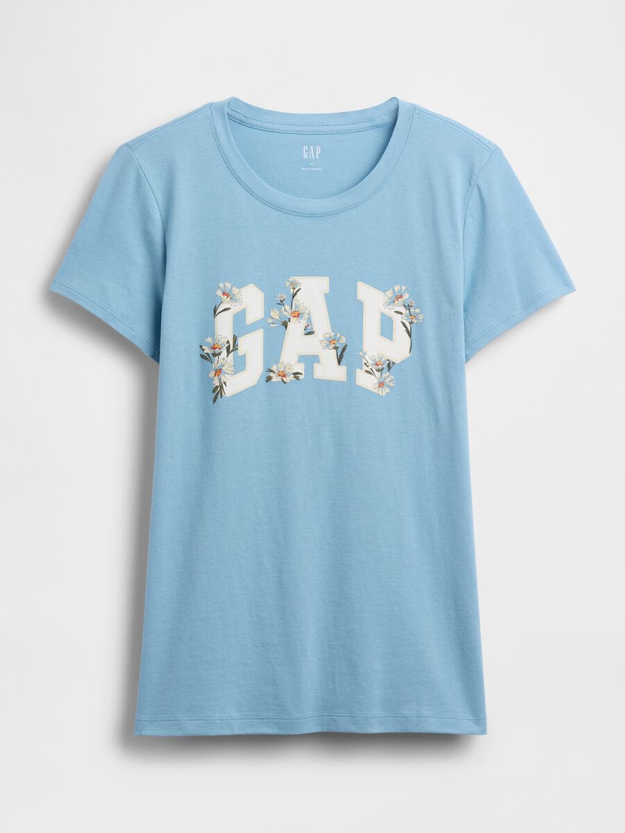Blue short-sleeved cotton T-shirt_3