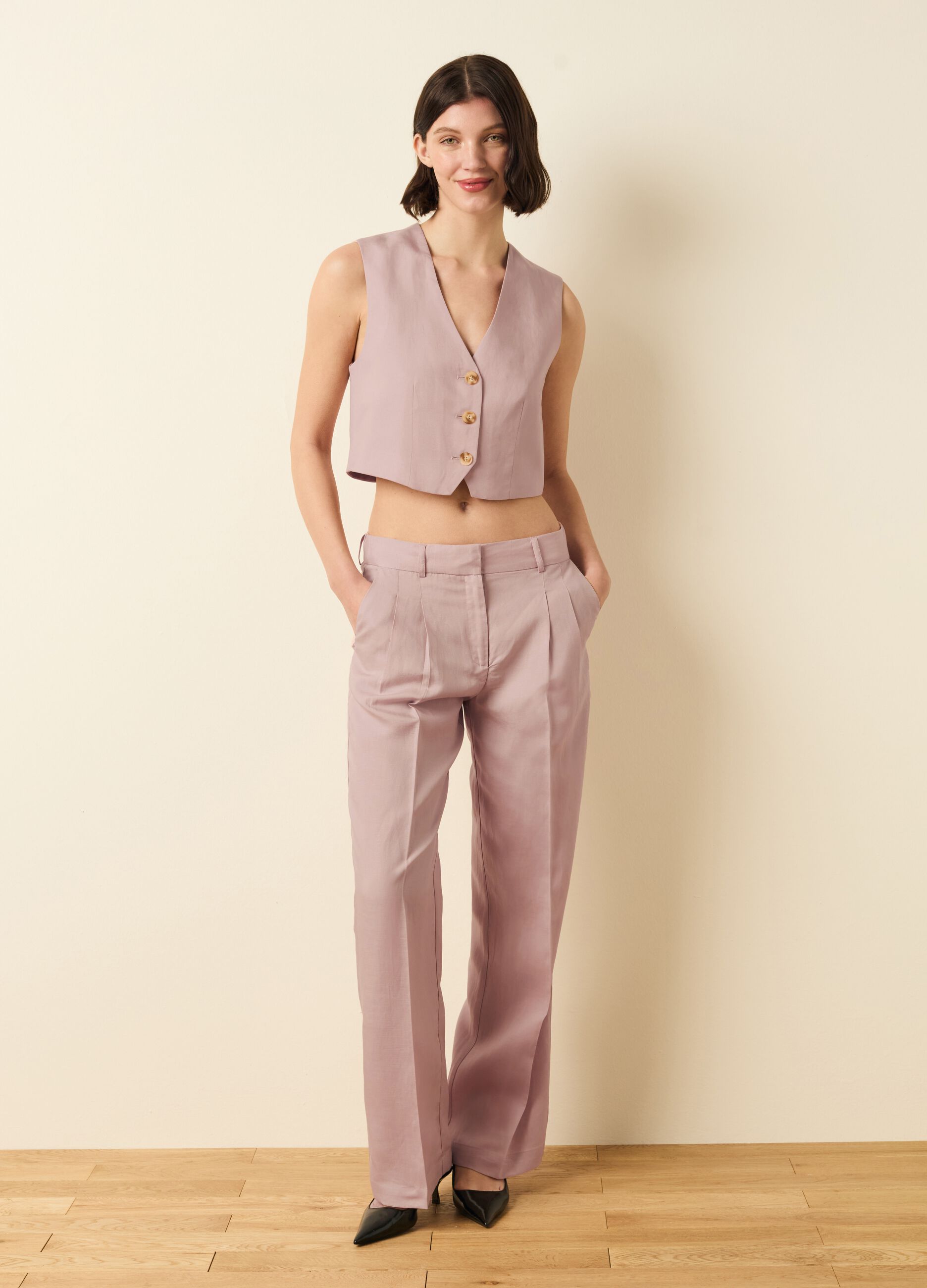 Gilet in Lyocell e lino