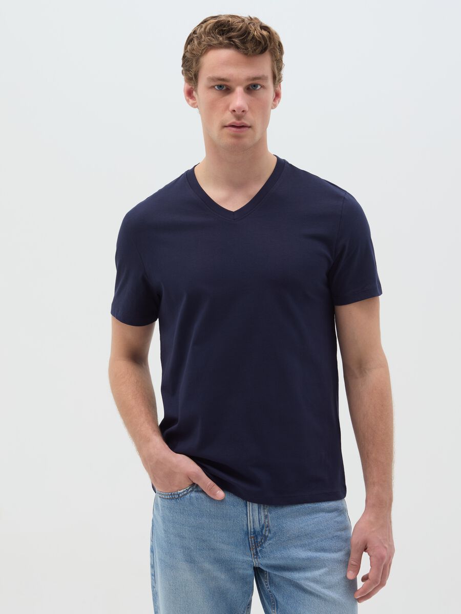 Cotton V-neck T-shirt_0
