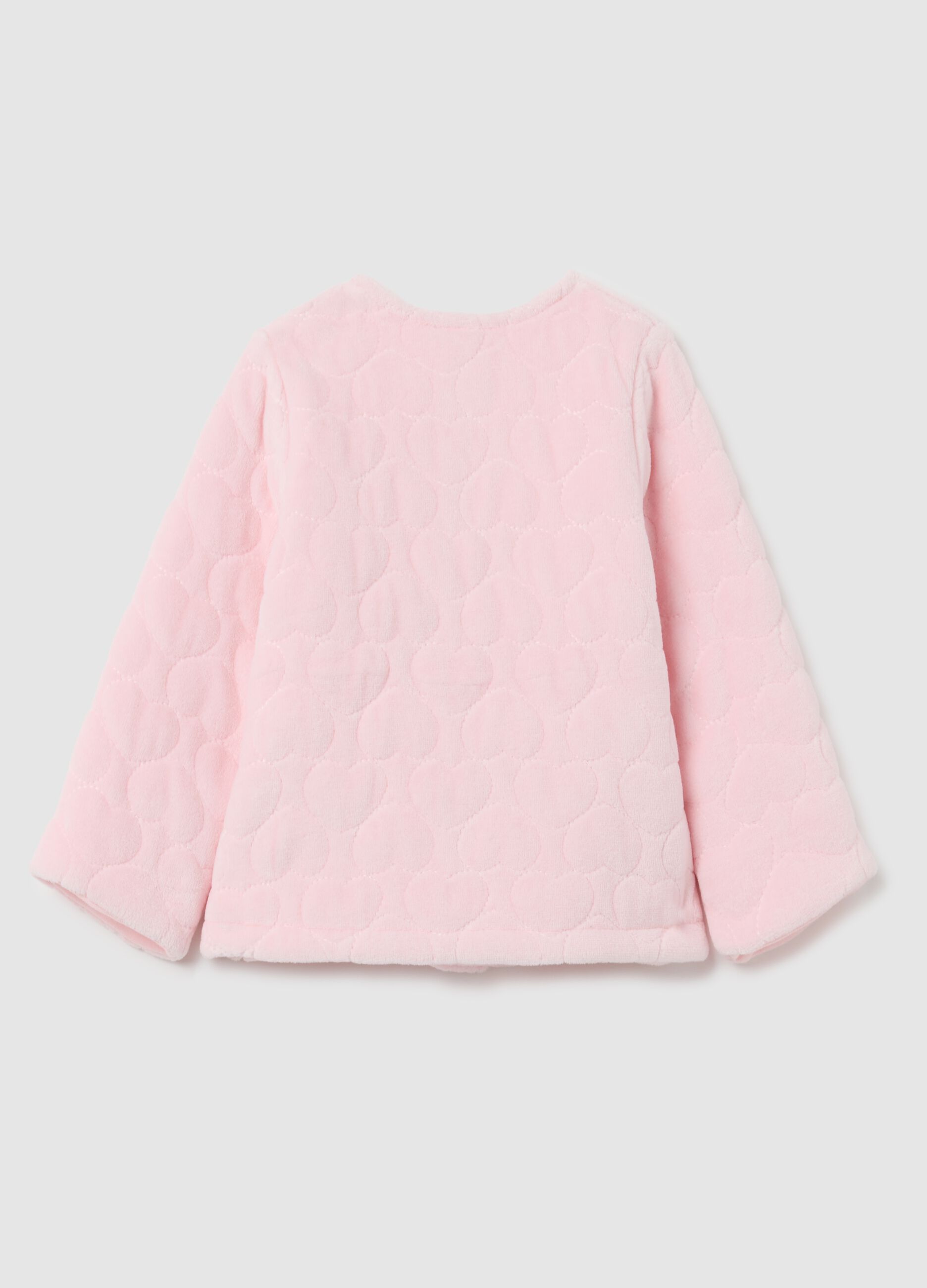 Pink cotton baby jacket with snap closure