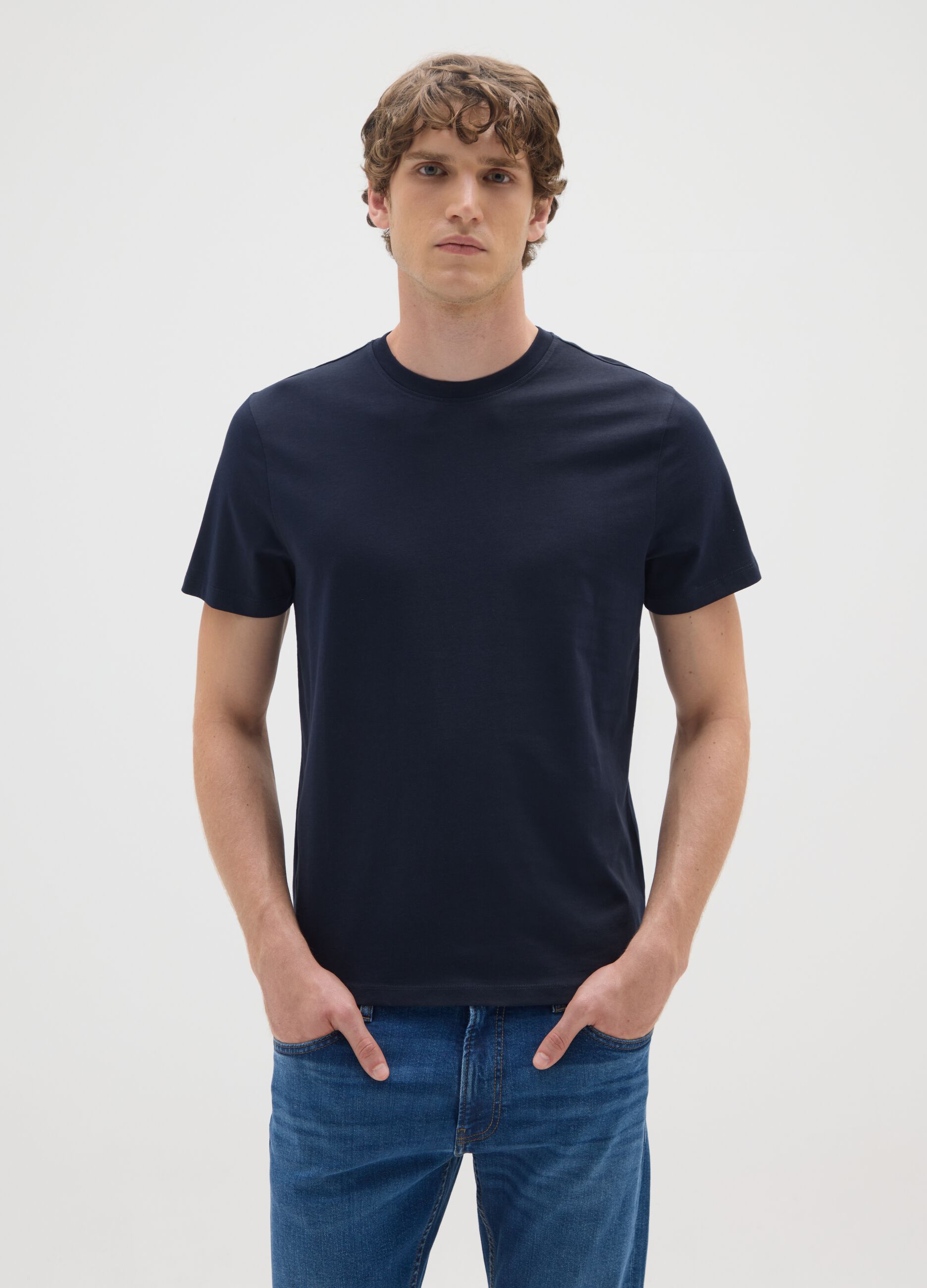Black pure cotton regular fit T-shirt