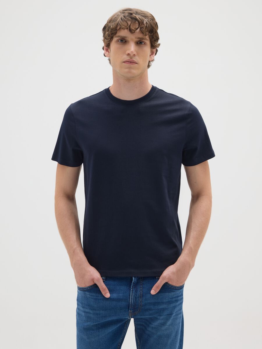 Black pure cotton regular fit T-shirt_0
