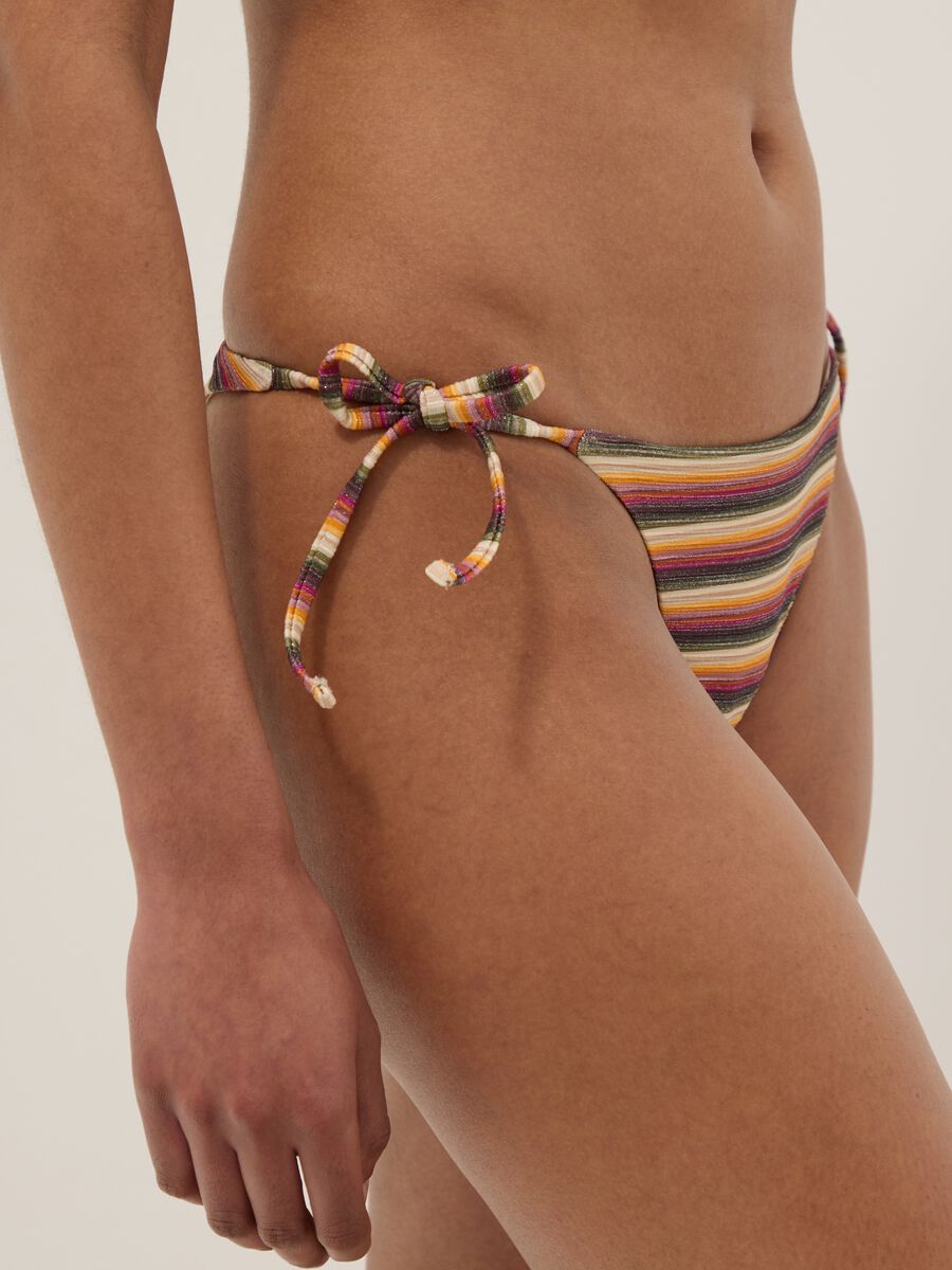 Multicolour striped stretch bikini bottoms_3