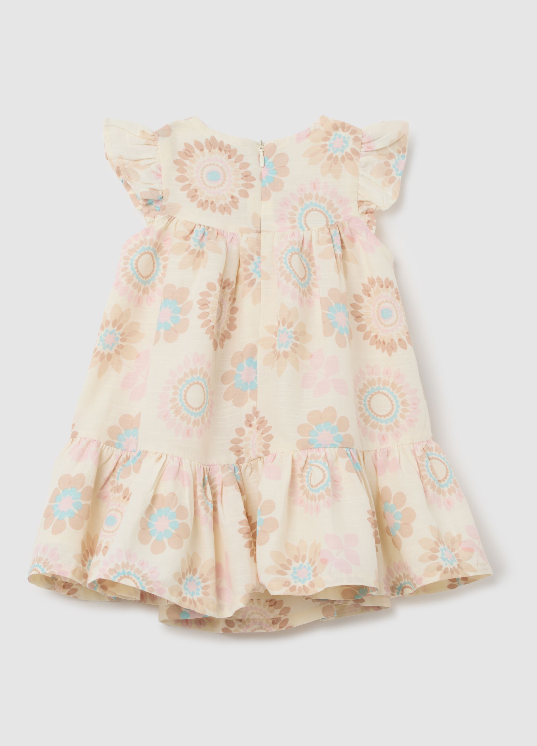 Girls' multicolour cotton blend dress with regular fit and pattern
