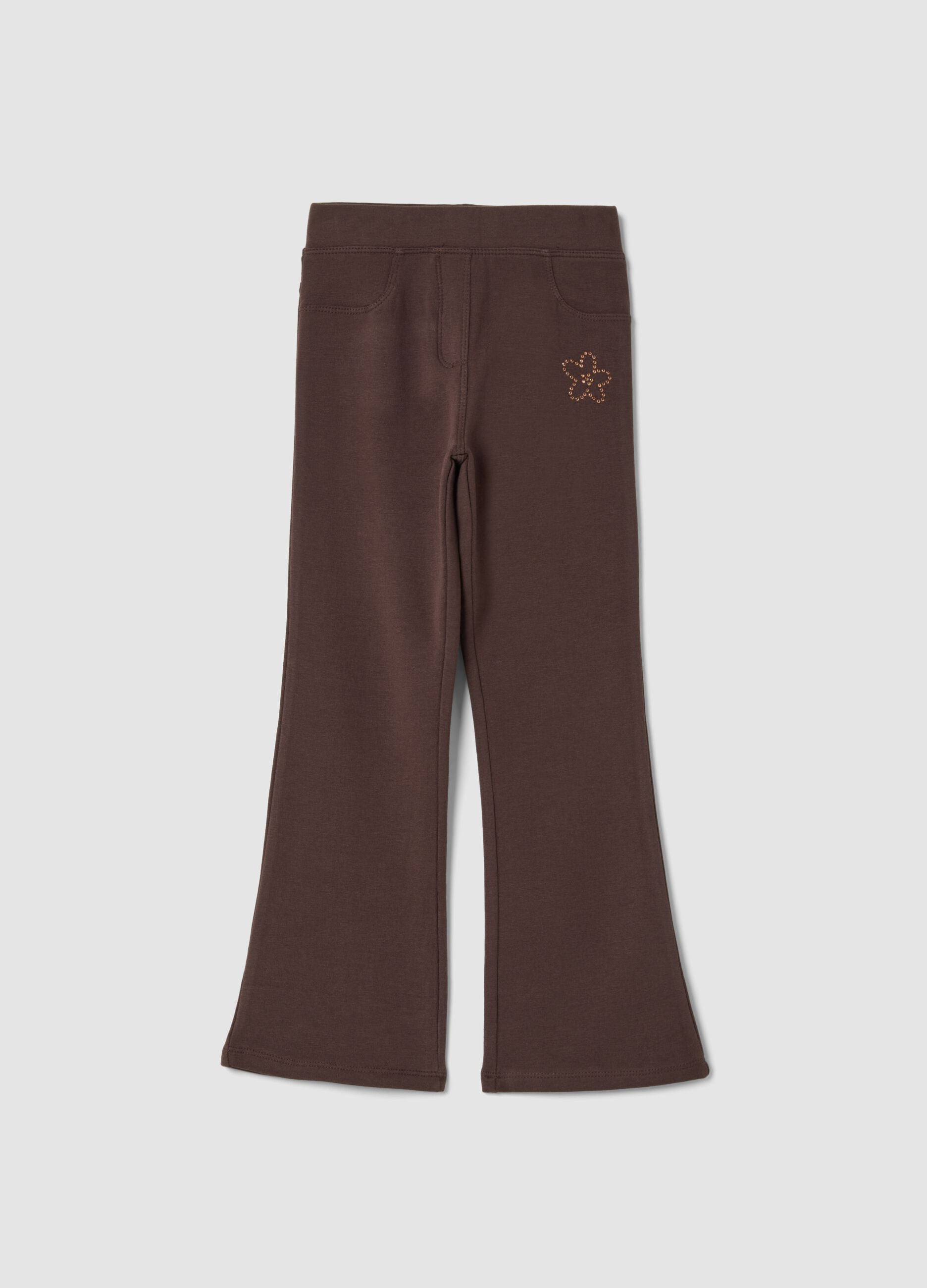 Brown flared stretch-cotton treggings