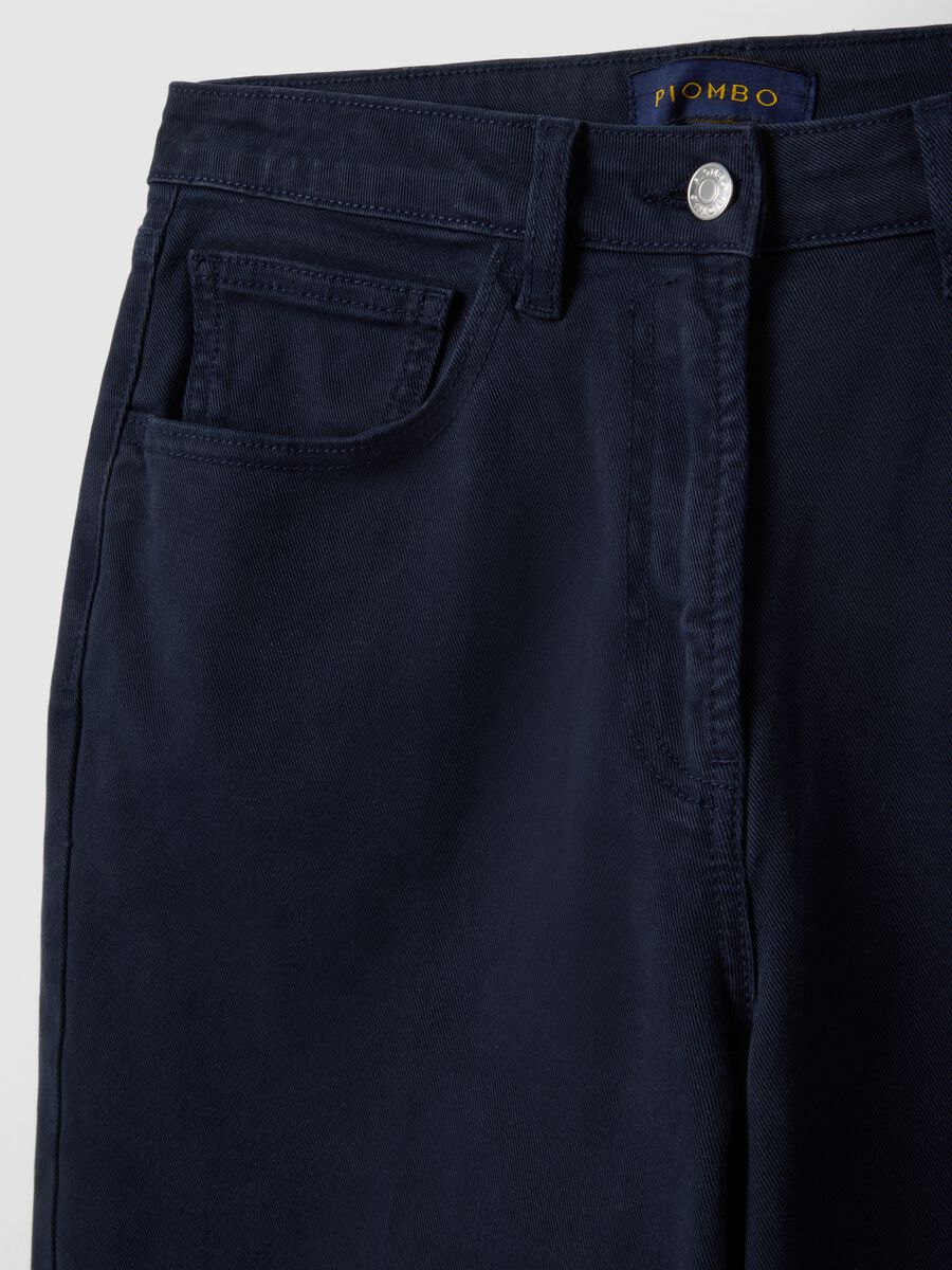 Straight Blue Stretch Cotton Chino Trousers_5