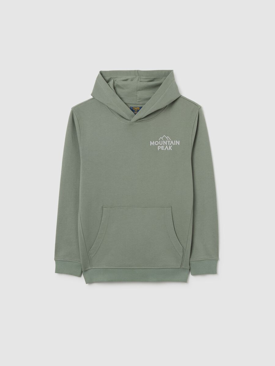 Boy's green pure cotton regular fit sweatshirt with logo_0