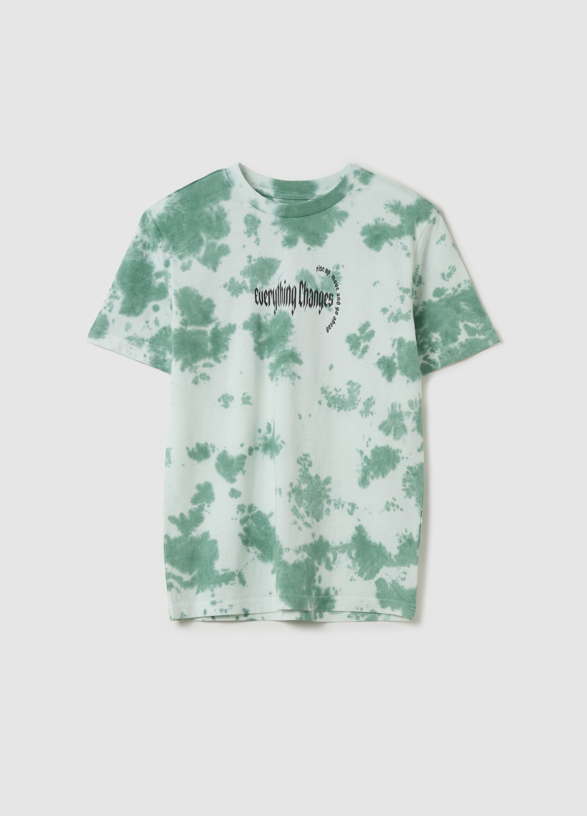 Tie-dye T-shirt with printed lettering