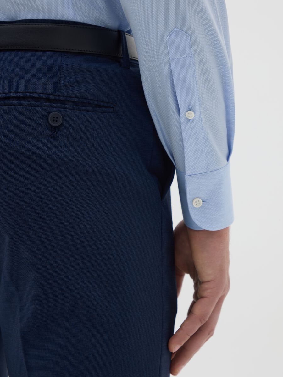 Men's Blue Slim Fit Pure Cotton Shirt_2