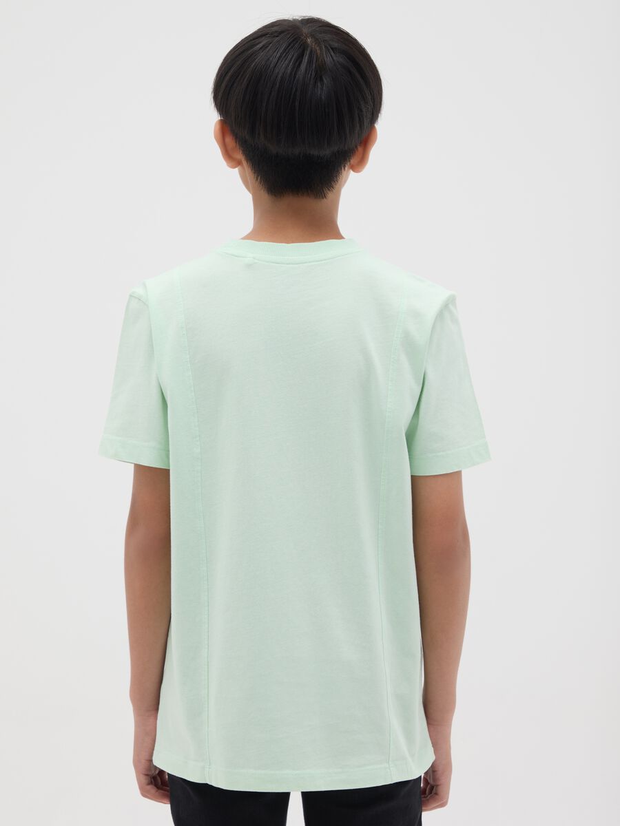 T-shirt da ragazzo in puro cotone verde regular fit_1