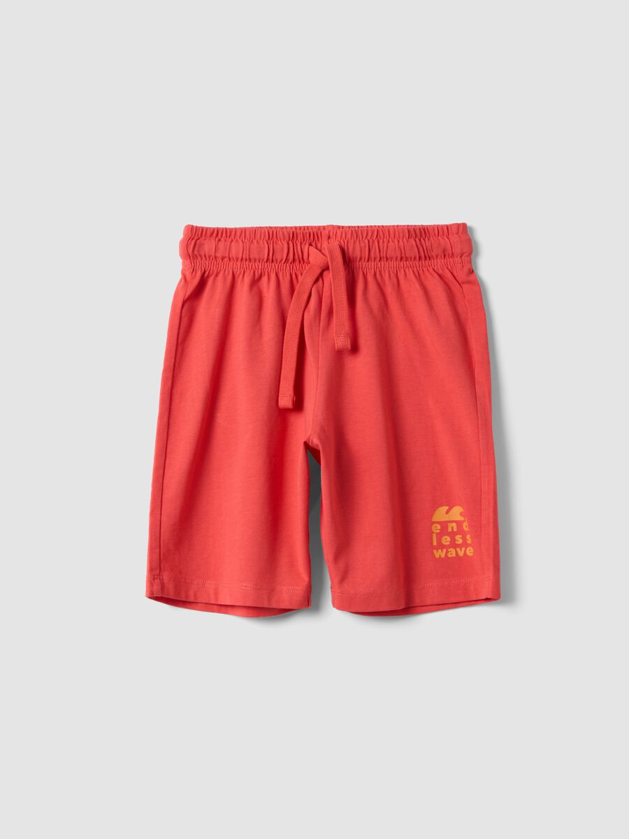 Red organic cotton shorts with elasticated waist_0