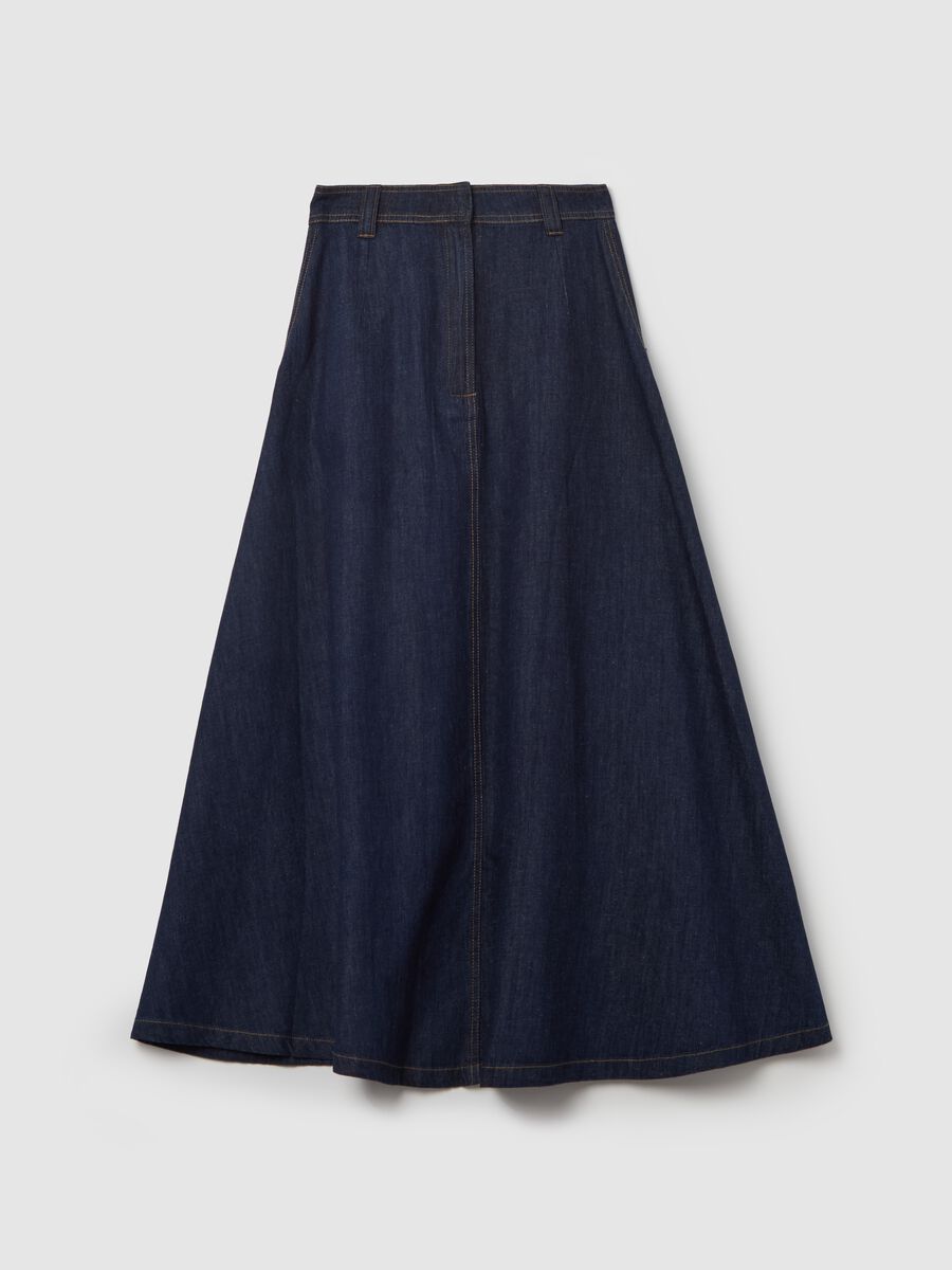 Gonna lunga a ruota in denim_4