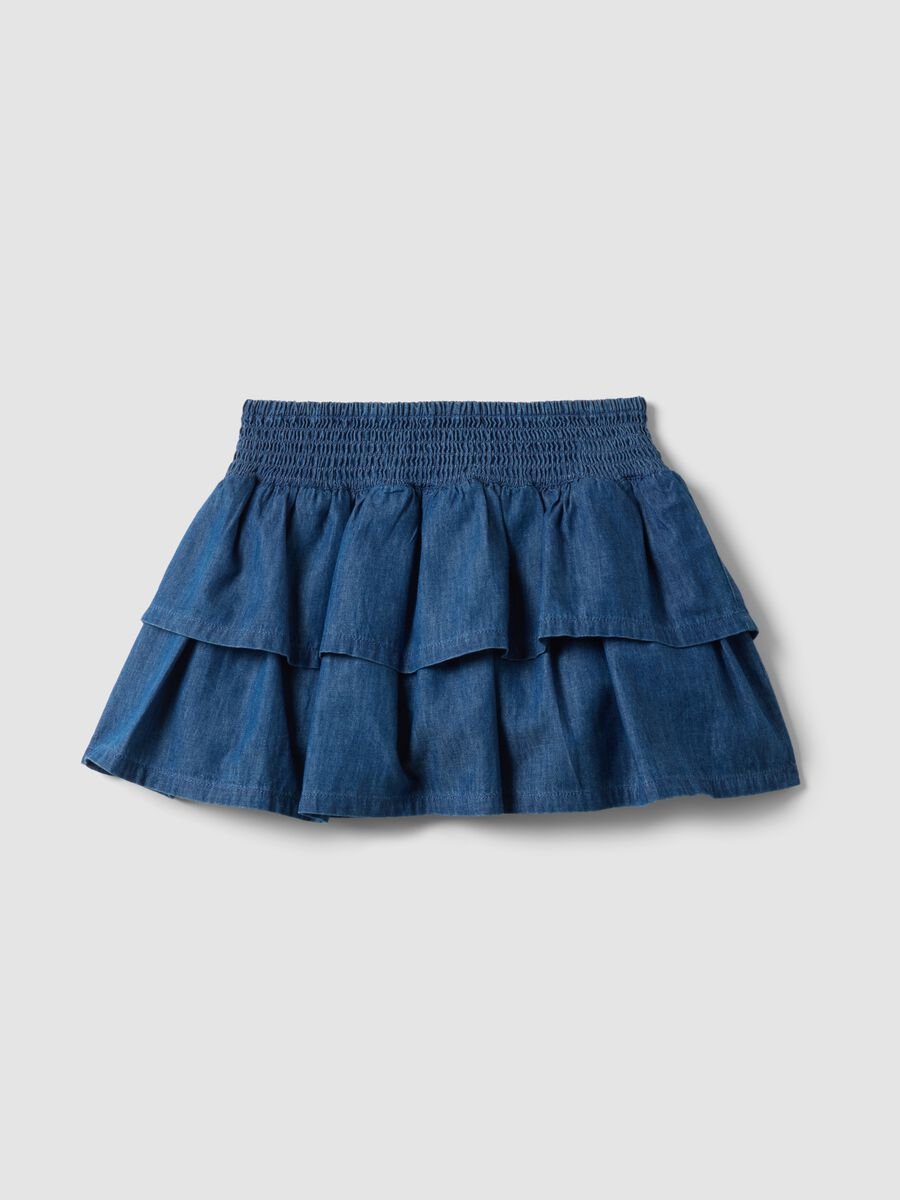 Gonna in puro cotone denim blu da ragazza regular fit_3