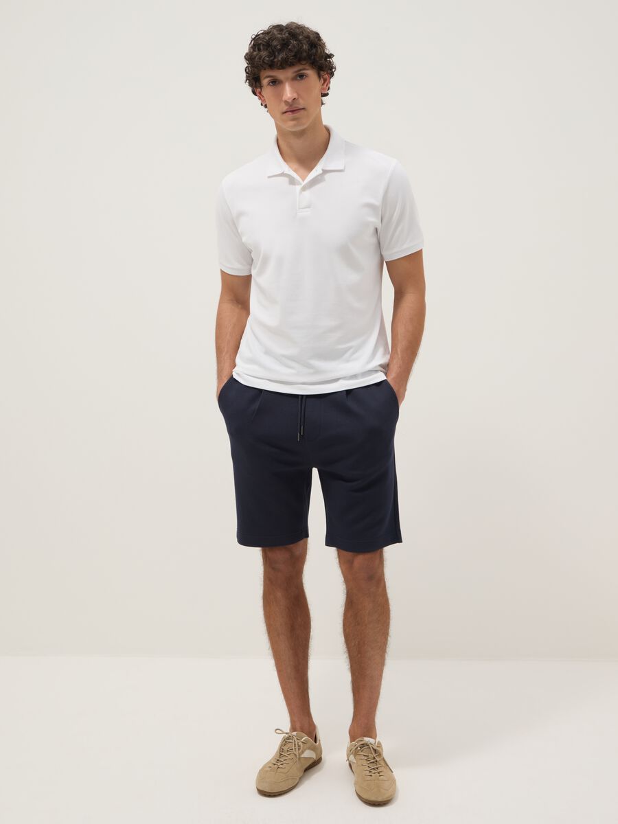 Blue pure cotton shorts with elasticated waist, regular fit_0