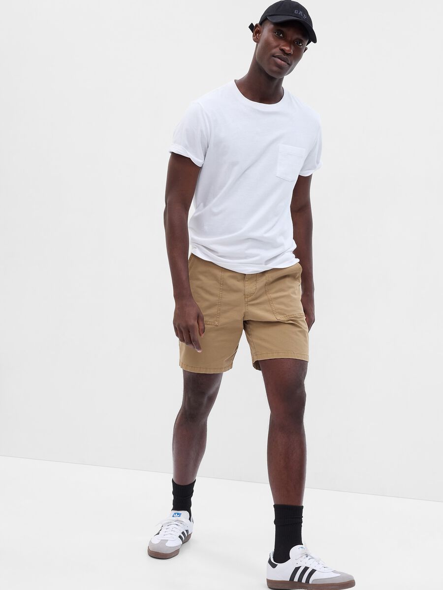 Stretch cotton Bermuda shorts with ripstop weave_0