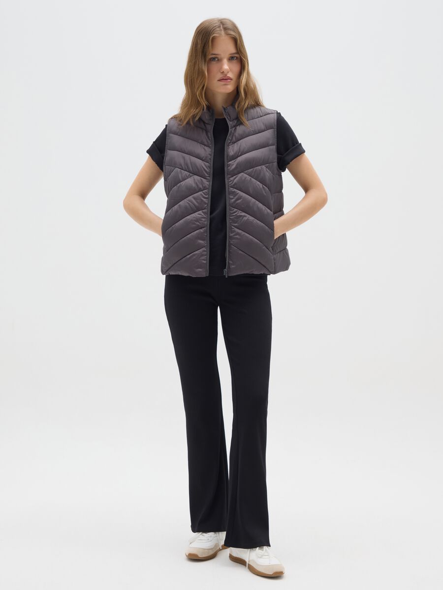 Grey Mixed Material Regular Fit Gilet_1