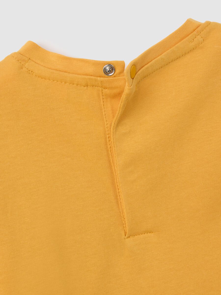 Yellow newborn pure cotton T-shirt regular fit with appliqué_3