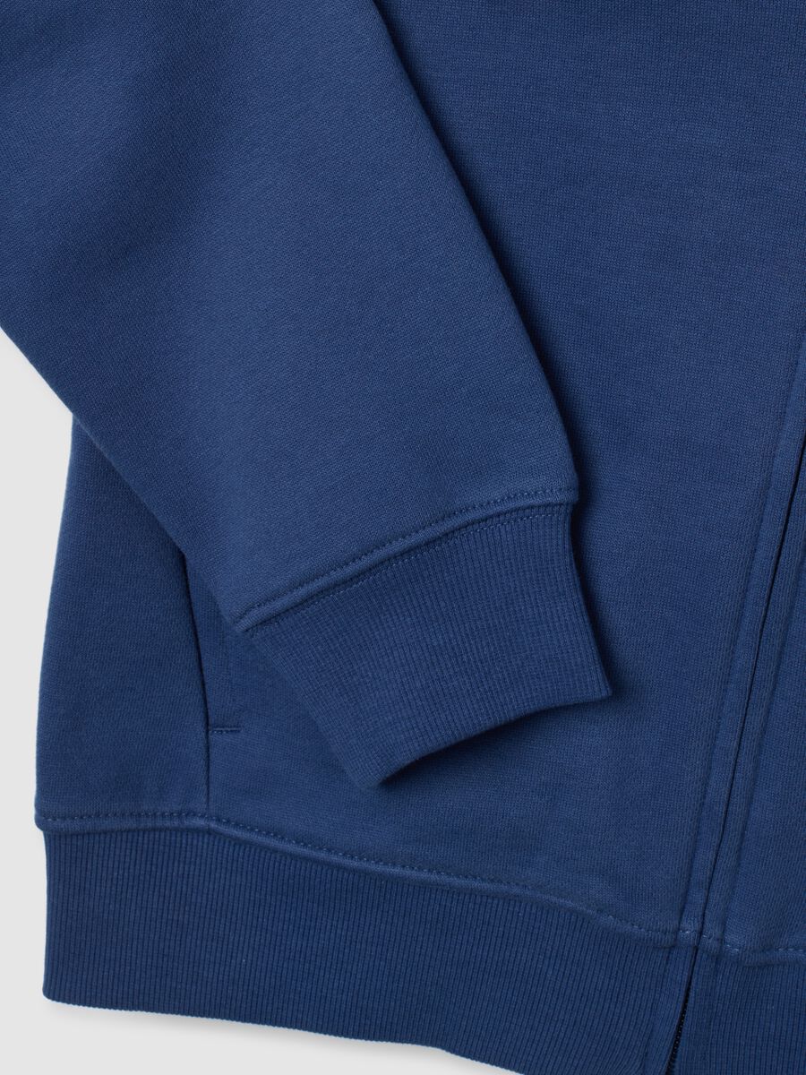 Kids' blue sweatshirt in pure cotton oversized fit with zip_3