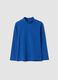 Blue stretch organic cotton crew-neck T-shirt_0