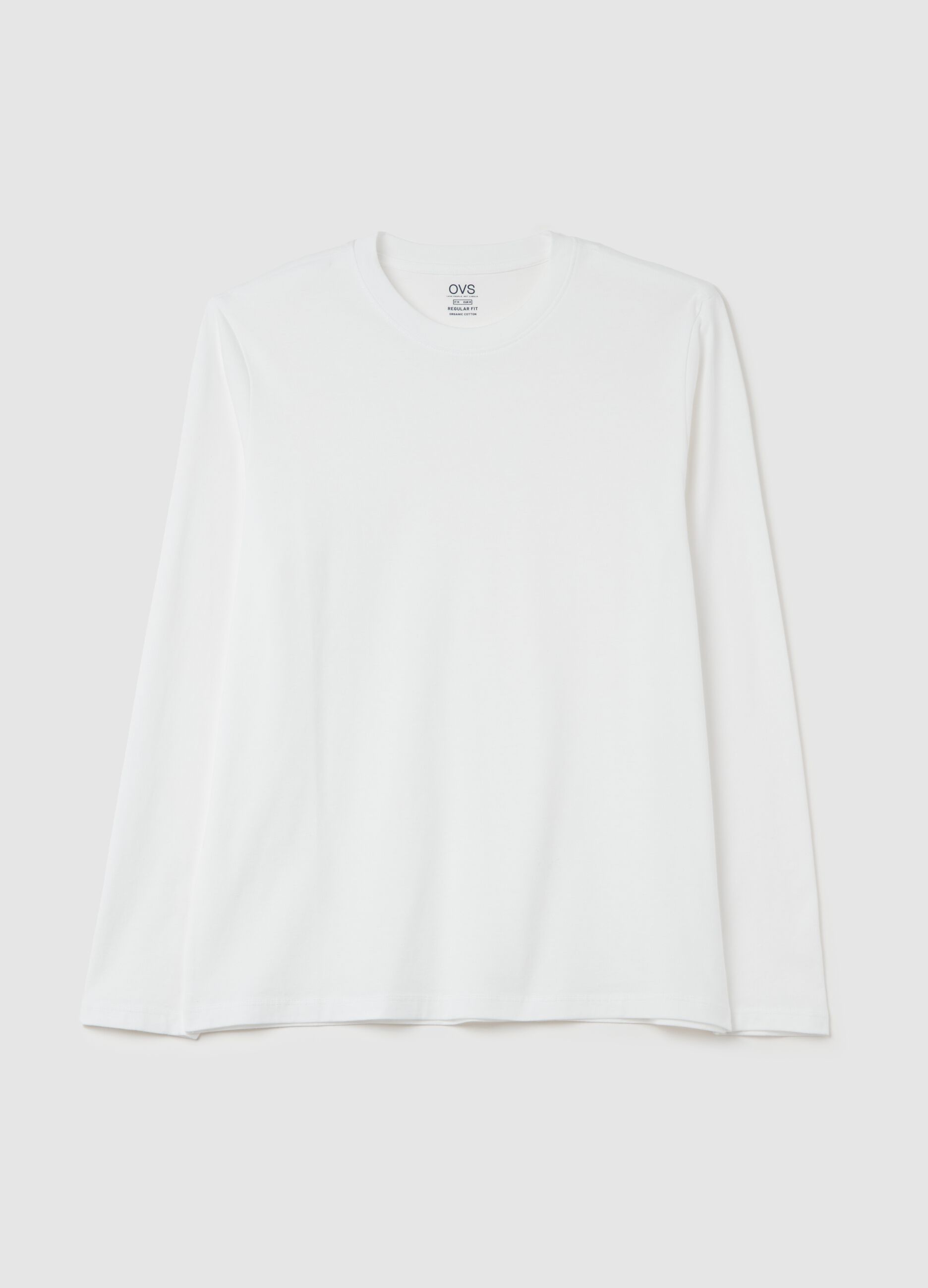 T-shirt with round neck and long sleeves in cotton