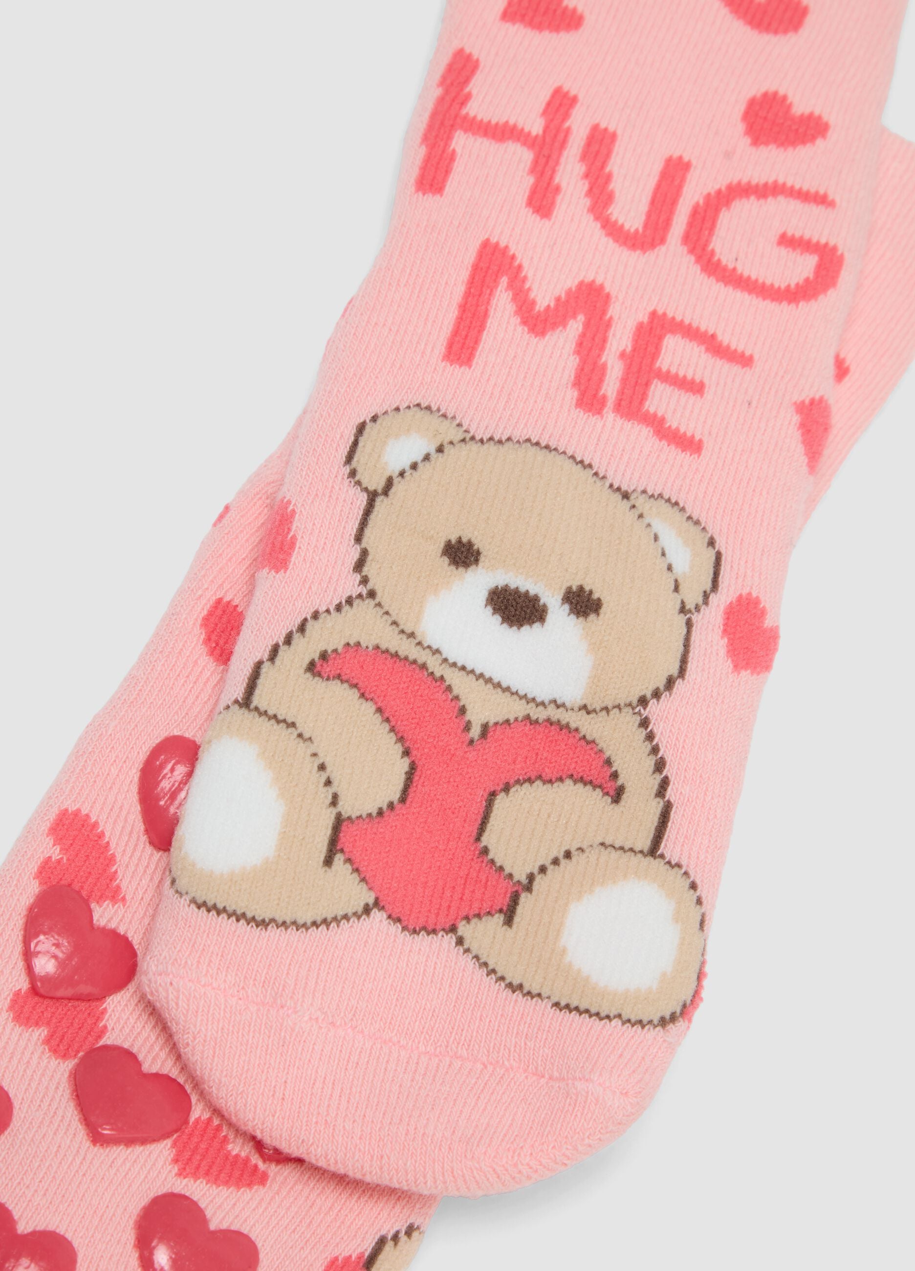 2-pack pink non-slip socks in stretchy organic cotton
